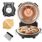 YIBAKE Electric Pizza Oven, 31cm Refractory Pizza Stone, 1200W Countertop Pizza Maker, 4-Min-Pizza in Pizza Maker, Dual Temp control, inkl. Pizza Peels & Scraper & Recipe Black