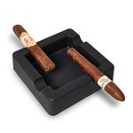 FairleeCove Cigar Ashtray – Large Gauge Cigars - Wide Shelf - Deep Bowl - Matte Black - Unbreakable – Firm Flexible Silicone - Designed by Cigar Smokers - Outdoor Cigar Ashtrays for Patio Pool Boat