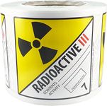 Hazard Class 7 D.O.T. Radioactive III Labels | 102 mm 4 x 4" Inch Square | 500 Pack