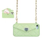 UnnFiko Wallet Case Compatible with iPhone 6 Plus/iPhone 6s Plus, Pretty Luxury Handbag Design, Purse Flip Card Pouch Cover Soft Silicone Case with Long Shoulder Strap (Green, iPhone 6 Plus/ 6s Plus)