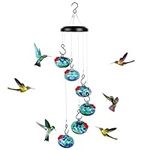 Charming Wind Chimes Hummingbird Feeders, Window Bird Feeder for Outside, Heated Hummingbird Feeders for Outdoors, Courtyard Garden Decoration Hummingbird Feeder Warmer (Blue)