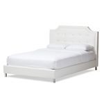 Baxton Studio Carlotta Modern Bed with Upholstered Headboard, White, Full