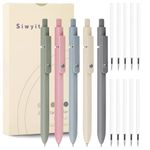 Siwyit Gel Pens, 5 Pcs 0.5mm Quick Dry Black Ink Fine Point Smooth Writing Pens and 10 Refills, Retractable Stylo Gel for Journaling Note Taking, Office Supplies (Morandi-5PC)
