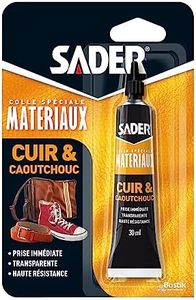 Sader Colle pour Cuir et Caoutchouc – Colle Contact Type Néoprène – Colle de Réparation – Prise Immédiate – Haute Résistance à l'Humidité et à la Chaleur – Formule Gel – Tube 30 ml