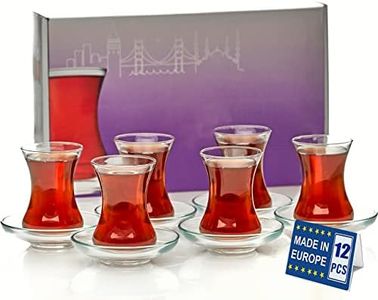 GOSOYO Turkish Arabic Persian Tea Glasses and Saucers Set (12 Pieces), Clear Transparent