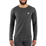 Carhartt Men's Base Force Heavyweight Thermal Base Layer Long Sleeve Pocket Shirt, Black Heather, Large