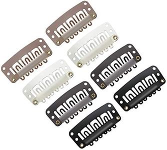 WILLBOND 100 Pcs 32mm Hair Extension Clips 6 Teeth Wig Clips to Secure Wig Small Clips with Soft Rubber Metal Snap Wig Accessories for Women Men, 4 Colors(Multicolor)