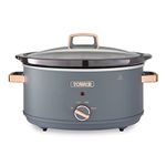 Tower T16043GRY Cavaletto 6.5 Litre Slow Cooker with 3 Heat Settings, Cool Touch Handles, Grey and Rose Gold