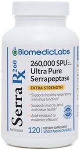 Serra-RX 260,000 SU Serrapeptase - Enteric Coated Proteolytic Systemic Enzyme, Non-GMO, Gluten Free, Vegan, Supports Sinus, Immune & Lung Health, 120 Veg Capsules