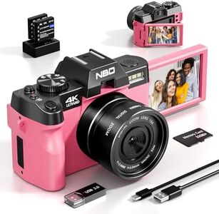 NBD Digital Camera for Photography and Video, 4K 48MP Vlogging Camera for YouTube Cpmpact Camera with 180° Flip Screen,16X Digital Zoom, 2 Batteries，32GB TF Card (Pink)