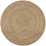 vidaXL Round Handwoven Area Rug - Natural Braided Jute - Versatile 150 cm Diameter, Soft textured and Durable for Home Office, Living Room, Bedroom Decor