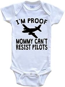 Really Awesome Shirts I'm Proof Mommy Can't Resist Pilots Baby Bodysuit - Funny Baby Bodysuit, 24 Months White