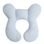 Blublu Park Baby Head Support Pillow for Newborn, Soft Cotton Baby Travel Pillow for Car Seats and Strollers for Baby, Blue