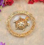 perpetual Golden Tortise for Good Luck for Home - Vastu Purpose for Home Turtle/Kachua Plate is Auspicious, Showpiece for Decoration Fengshui and Best Gift Item for Offices