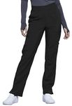 Infinity Cherokee Pull-on Scrub Pants for Women, Performance Stretch CK065A, S, Black