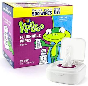 Flushable Wipes for Baby and Kids by Kandoo, Sensitve and Unscented Formula, Hypoallergenic Potty Training Wet Cleansing Cloths, 50 Count, 10 Pack + Tub