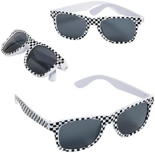 Fun Express Race Car Checkered Flag Print Sunglasses - 12 Piece Pack