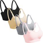 GXXGE 4Pack Nursing Bra for Breastfeeding Maternity Bras Push Up Silk Seamless Pregnancy Bralette Underwear, Jacquard(black Beige Grey Pink), XL