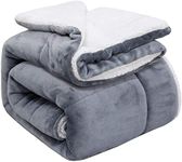 VAS Collections® All Season Flannel Sherpa Throw Blanket | Throw 150 X 110 cm, Grey, Reversible