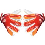 Clbort Soccer Goalie Gloves Youth Kids, Goalkeeper Gloves with Super Grip Palms, Anti-slip Soccer Gloves, Double Wrist Protection (Red, 7)