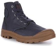 Palladium Men's Pampa Hi Boot, Vegan Canvas Lace Up Boot, Mood Indigo/Mid Gum, 10 UK