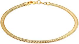 Barzel 18K Gold Plated Herringbone Snake Anklet for Women, 10 Inches - Made in Brazil