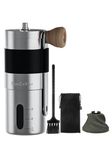 SimCoker Manual Coffee Grinder,Ceramic Burrs Hand Coffee Mill,Adjustable Grind Setting,Portable Coffee Bean Grinder for Aeropress,304 Stainless