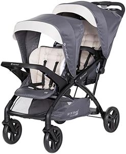 Baby Trend Sit N' Stand Tandem Double Stroller 2.0 DLX with 5 Point Safety Harness, Shaded Canopy, 2 Cup Holders, and Ample Storage Space, Magnolia