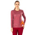 MANCYFIT Womens Thermal Tops Fleece Lined Shirt Long Sleeve Base Layer Striped Shirt Wine Red X-Large