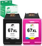 COLORETTO 67XL Ink Cartridges for HP Deskjet 2852e 2855e 2800e 2842e 4255e Envy 6458e 6455e 6452e 6400e 6055e 6052 as Replacement for HP67XL 67 XL (1 Black,1 Color) Combo Pack