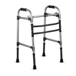 Vissco Dura Max Walker for Elderly and those Physically Challenged, Foldable, Light Weight & Height Adjustable Walking Aid - Made with Premium Grade Rubber Shoes and PVC Grip - Universal (Grey)