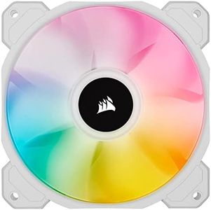 CORSAIR iCUE SP120 RGB Elite Performance 120 mm PWM Single Fan (CORSAIR AirGuide Technology, Eight Addressable RGB LEDs, Low-Noise 18 dBA, PWM-Controlled, Up to 1,500 RPM and 47.7 CFM) White