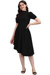 PURVAJA Women's Corduroy Fit and Flare Knee-Length Dress Ruby-063-Medium_Black