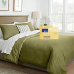 THREAD SPREAD King/Cal King Duvet Cover, 600 Thread Count Sateen 3Pc Egyptian Cotton Duvet Cover Set, 100% Pure Cotton Comforter Cover, 2 Pillow Shams, Zipper Closure, 7 Corner Ties - (Sage Green)