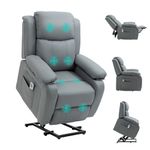 HOMCOM Electric Power Lift Recliner Chair Vibration Massage Reclining Chair with Remote Control and Side Pocket, Grey