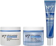 No7 Lift & Luminate Triple Action Skincare Set - Broad Spectrum Anti Aging Day Cream SPF 30 + Vitamin C Wrinkle Serum + Collagen Peptide Brightening Night Cream (3 Piece Kit)