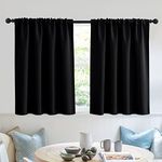 RYB HOME Blackout Curtains for Bedroom - Solid Light Block Blinds Privacy Noise Reduce Drapes for Kids Nursery Laundry Kitchen Cafe Window Decor, W 52 x L 36 inch per Panel, Black, 1 Pair