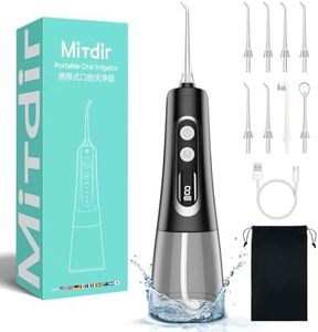 MiTdir® M139 Water Dental Flosser Cordless for Teeth 8 Tips 9 Modes 300ML Dental Oral Irrigator, Portable Rechargeable IPX7 Waterproof Water Teeth Cleaner Picks for Home Travel