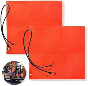 Anley 18x18 Inch Orange Warning Sign Safety Flags for Truck, Trailer, Car & Oversize Load Vehicle - Grommets and Bungee Cords - Vinyl Coated Nylon, Mesh Construction & Bright Color (Pack of 2)