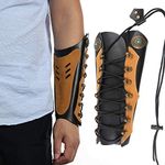 Huntingdoor Arm Guards Archery Leather Arm Protector Hunting Shooting Arrow Bow Gear Accessories Force Forearm Guard Laces Wristband Arm Guards Gauntlet Cuff Medieval Bracers (Brown)