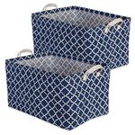 DII Cotton/Polyester Cube Laundry Basket, Perfect in Your Bedroom, Nursey, Dorm, Closet, 8 x 9.5 x 7, XS Set of 2 - Aqua Lattice