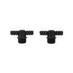 AQUA-AGRO | DRIP Adaptor - Threaded - TEE- 1/2 INCH (M-THD) X 16MM (Barb) - Black (Pack of 50)