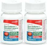 LEADER 2-in-1 Stool Softener & Stimulant Laxative, Docusate Sodium Stool Softener for Gentle Dependable Constipation Relief, 100 Tablets, Pack of 2-100 mg