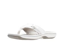 Clarks womens Breeze Sea Flip Flop, New White Synthetic, 8 US