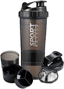 16 oz Shaker Water Bottle for Protein Mixes, Pre Workout Sport Water Bottle Blender with Powder Containers Kit