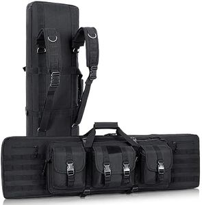 DULCE DOM Rifle Bag, Soft Double Rifle Case for Storage and Transportation, Portable Long Gun Case Carrying Backpack with Molle for Shooting Range Hunting Outdoors, 32/36/42/48 Inch (Black, 48"x 12")