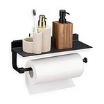 Navaris Pegboard Paper Towel Holder - Metal Roll Holder Bar with Shelf - to Mount on Pegboards or Walls - Wall Mounted Storage with Peg Board Hooks