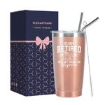 ELEGANTPARK Retirement Gifts for Women 2024 Insulated Tumbler with Straw Retired Gifts for Mom Retired Teacher Friends Sister Gifts Travel Coffee Tumbler Cup Rose Gold