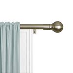 Maytex Smart Measuring Easy Install Drapery Window Rod, Ball Finial, Antique Brass, 18"-48"