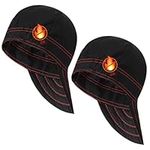 2 Pcs Welding Cap Flame Resistant Welders Caps Reversible Cotton Soft Short Crown Welders Hats with Elastic for Men Women Electrician(Black, Red)